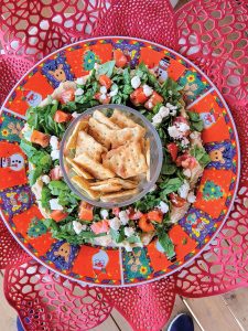 Hummus wreath appetizer.