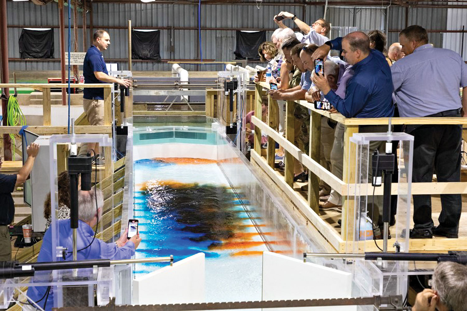 Flushing lock model demonstrated at the Brandon Road Interbasin Study Industry Day in November. (Photo courtesy of the Rock Island Engineer District)