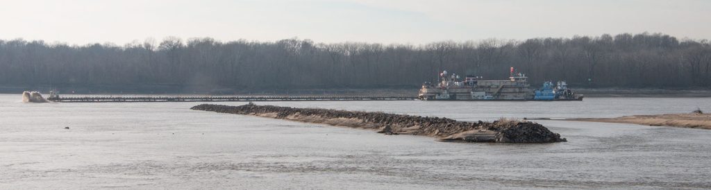 The dredge Jadwin, out of the Vicksburg Engineer District, works near Thebes, Ill. (Photo by John Shoulberg)