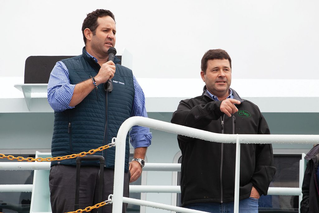 Austin Sperry, co-founder and president of Maritime Partners, with Bubba Steiner, founder of Steiner Construction. (Photo by Frank McCormack)