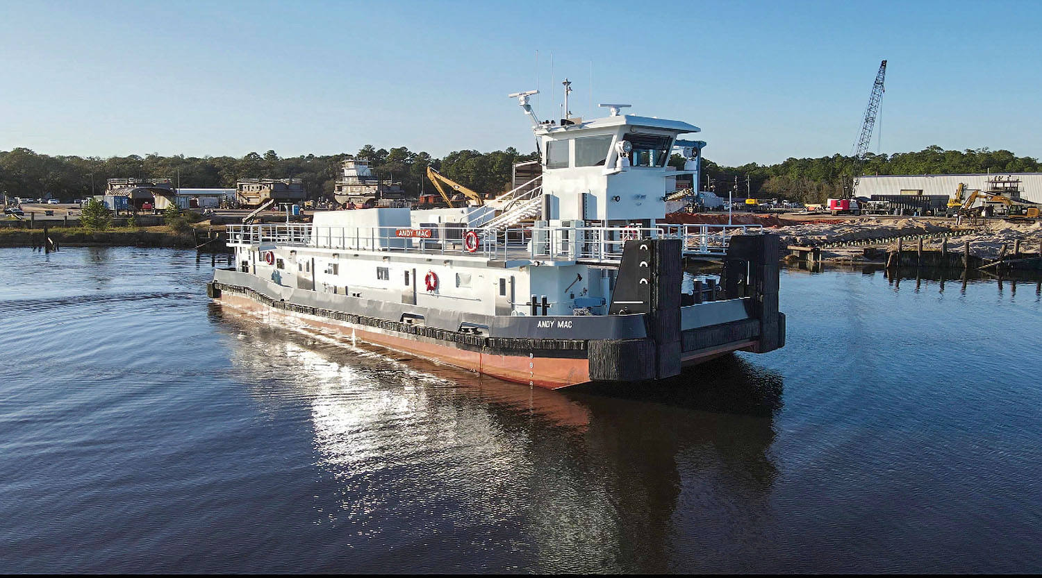 The mv. Andy Mac, built by Steiner Construction, is powered by twin Cummins QSK38 Tier 3 main engines.