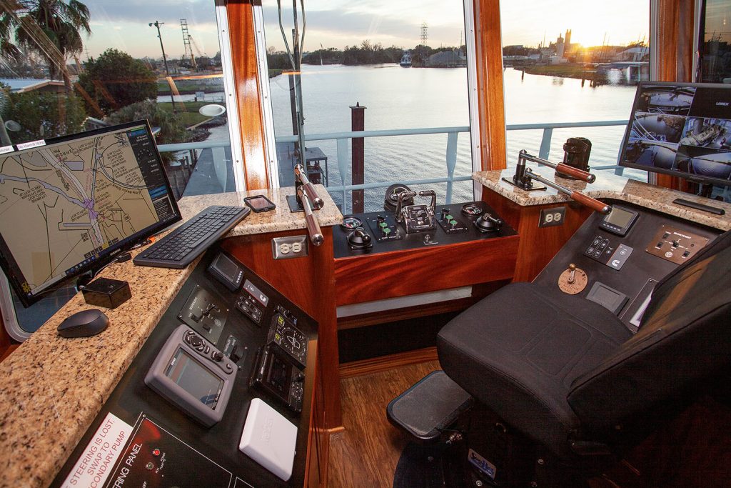 Wheelhouse of the mv. Wells Porche. (Photo by Frank McCormack) 