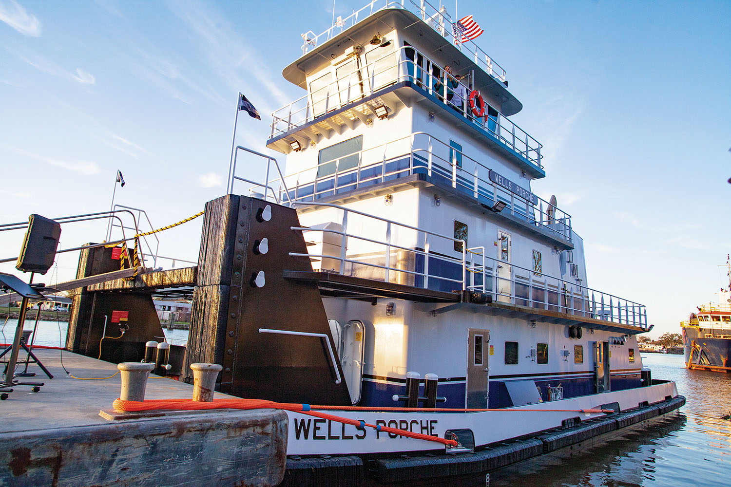 The mv. Wells Porche was built for Dupre Marine by Intracoastal Iron Works. (Photo by Frank McCormack)