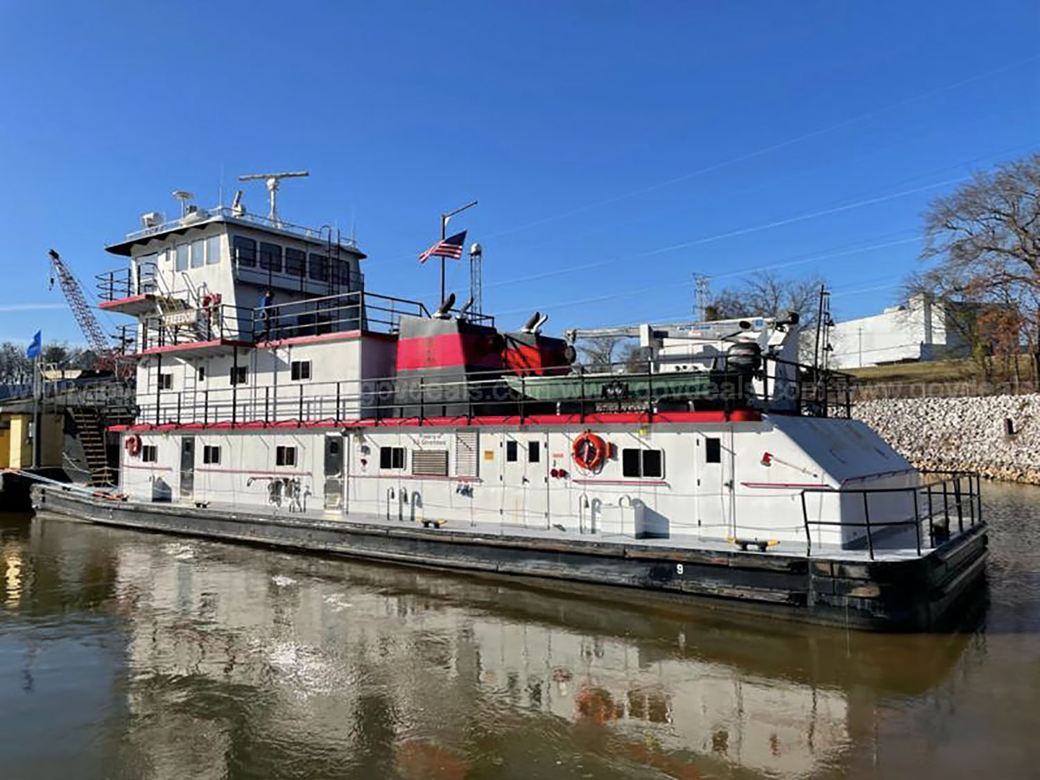 The mv. Freedom, most recently operated by the Tennessee Valley Authority, is for sale in an online auction.