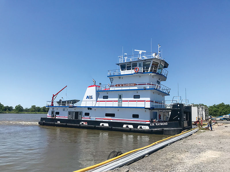The A.M. Raymond, built for NGL Marine by Main Iron Works, was christened in 2020. It is one of 12 towboats acquired by Campbell Transportation.