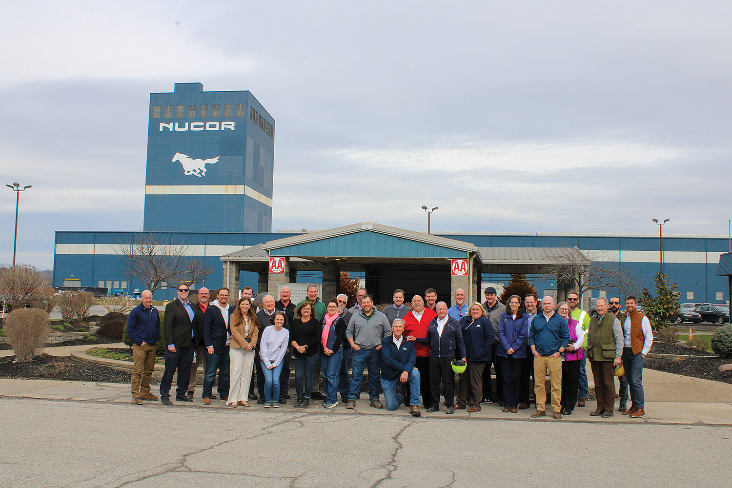 About 50 Central Ohio River Business Association (CORBA) members and their guests toured Nucor Steel Gallatin in Ghent, Ky., as part of the trade organization’s winter meeting. (Photo by Shelley Byrne)