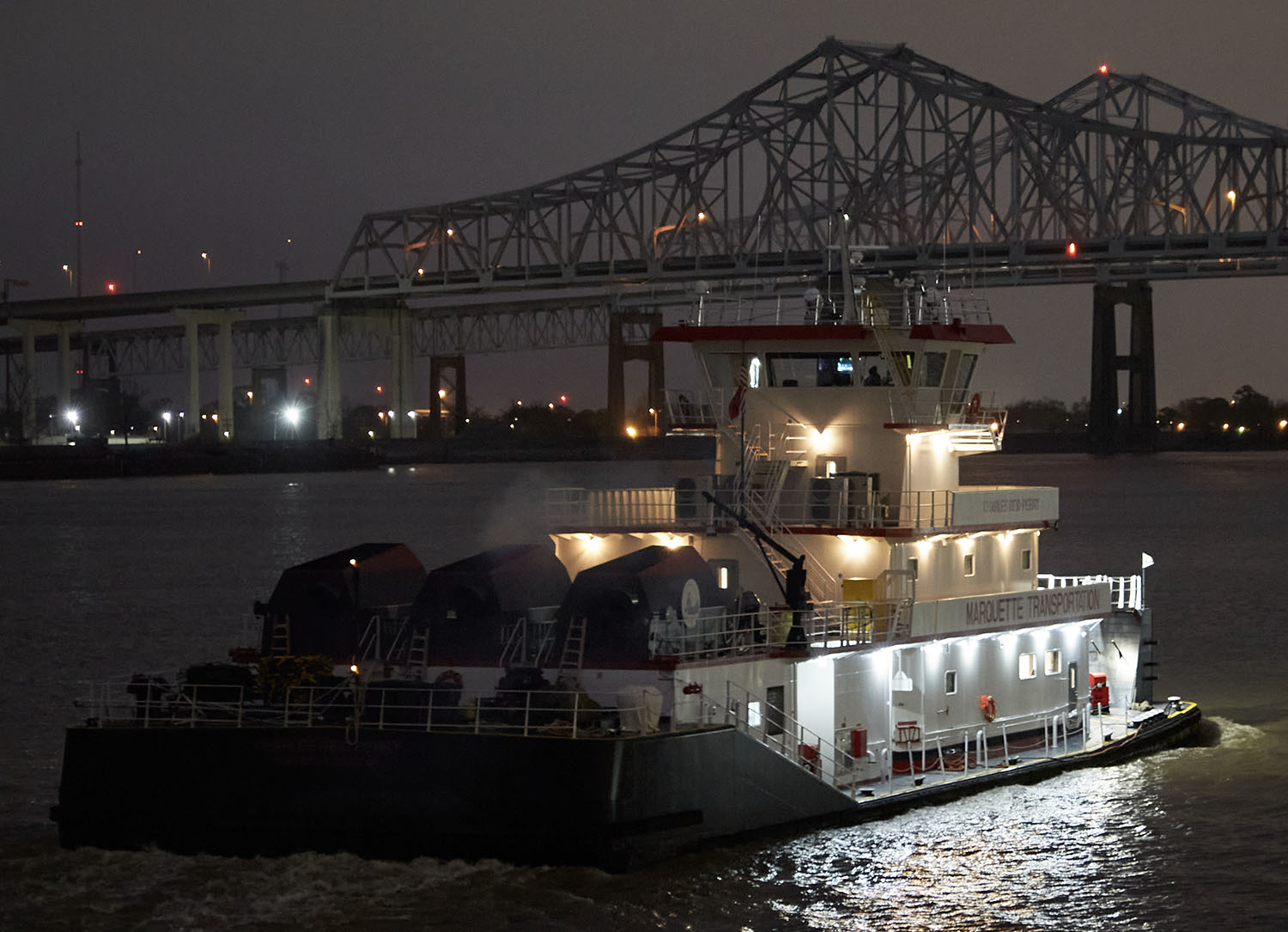 The mv. Charles Reid Perry is part of a five-boat series of triple-Z-drive towboats built for Marquette Transportation by C&C Marine & Repair. (Photo Copyright © Brad Rankin Studios)