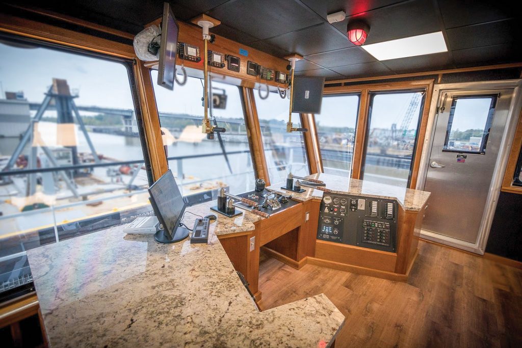 Wheelhouse of the mv. Isabella Juliette. (Photo courtesy of Eymard Marine Construction & Repair)