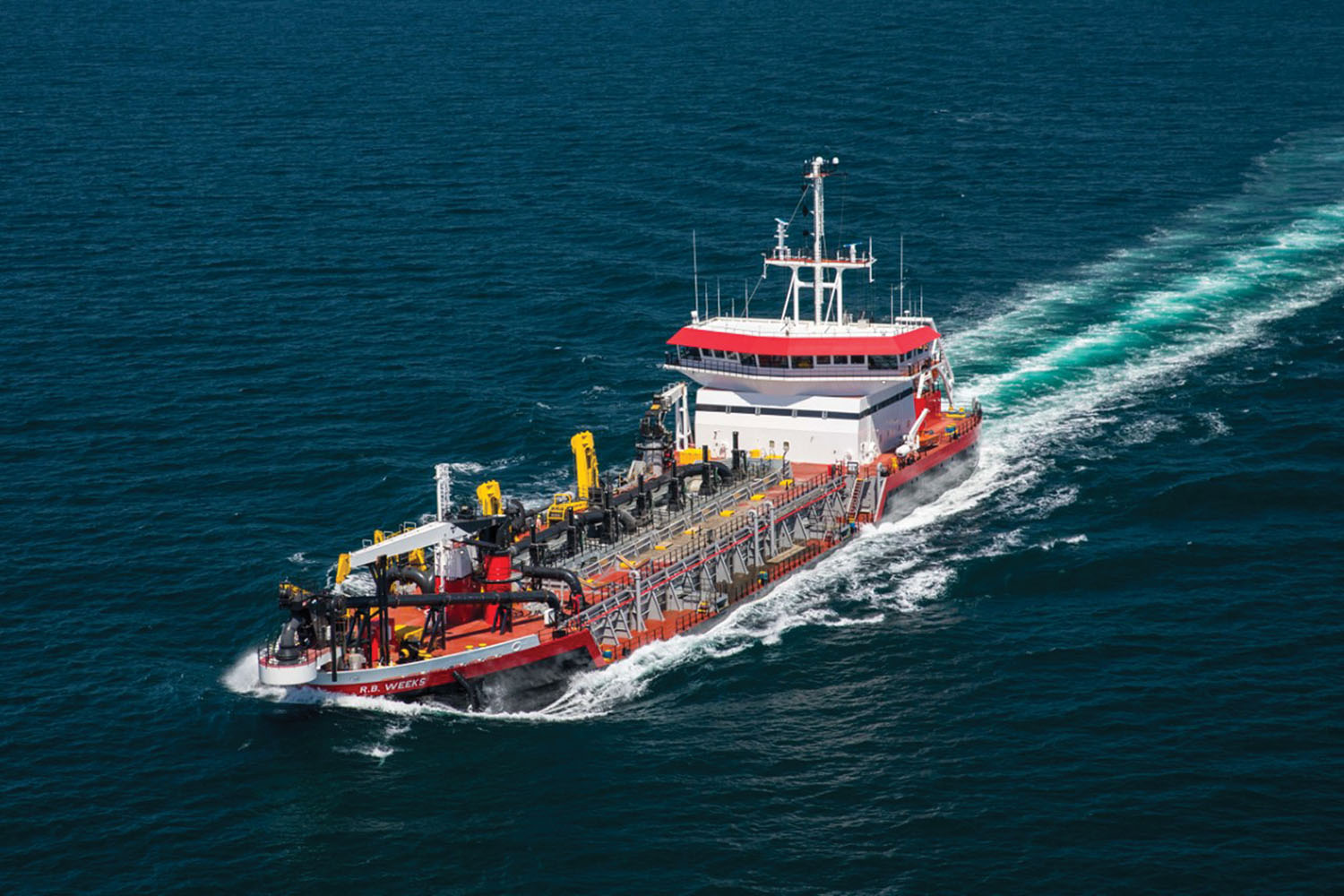 Eastern Shipbuilding Group conducted sea trials March 30 for the forthcoming Weeks Marine dredge R.B. Weeks.