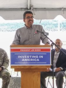 Above: Michael Connor speaks at the ceremony. (Photo by David Murray)