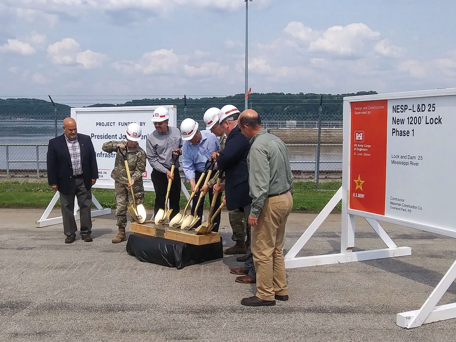 Corps officials at the Lock 25 groundbreaking. (Photo by David Murray)