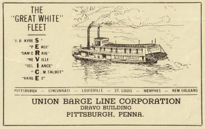Union Barge Line ad featuring a line drawing of the Craig from the April 17, 1937, Waterways Journal. (David Smith collection)