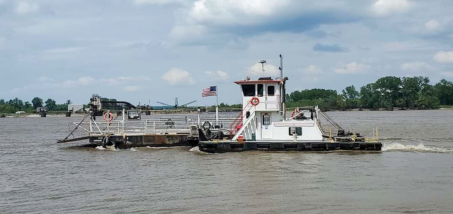 The Ste Genevieve-Modoc Ferry is back in business after extensive hull repairs performed by JB Marine. (Photo by Capt. Craig Mirly)