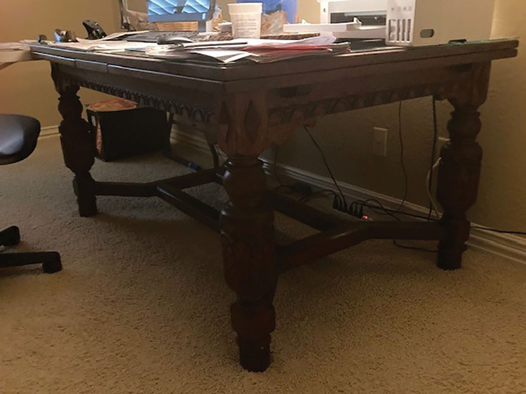 Sam Craig dining table as a desk for Ed Shearer. (Courtesy of Ed Shearer)