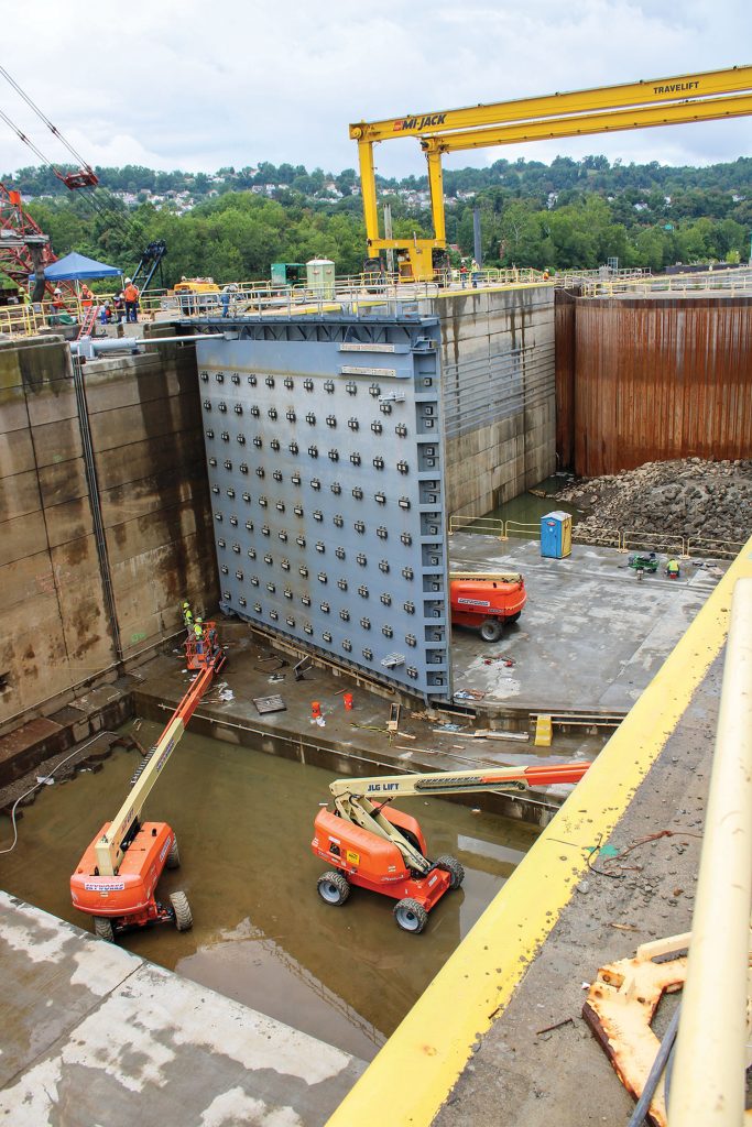 Dewatered Charleroi Lock. (photo by Shelley Byrne)