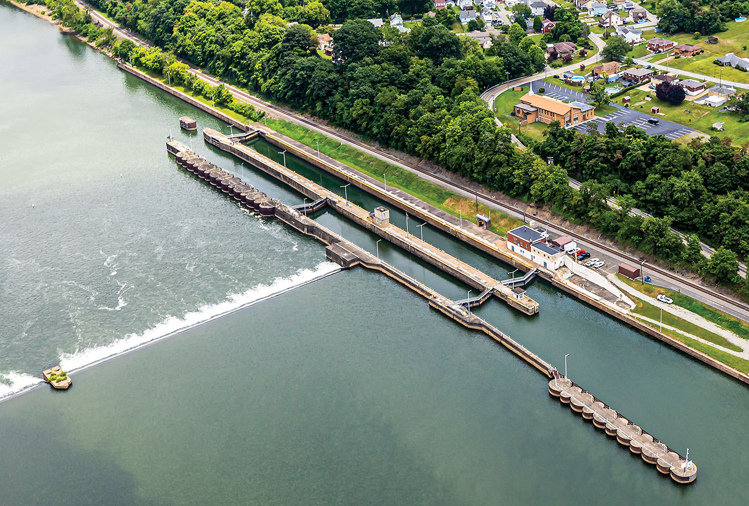 Monongahela River Locks and Dam 3 at Elizabeth, Pa., will be removed as part of the Corps of Engineers’ Lower Monongahela Project. (Pittsburgh Engineer District photo by Michel Sauret)