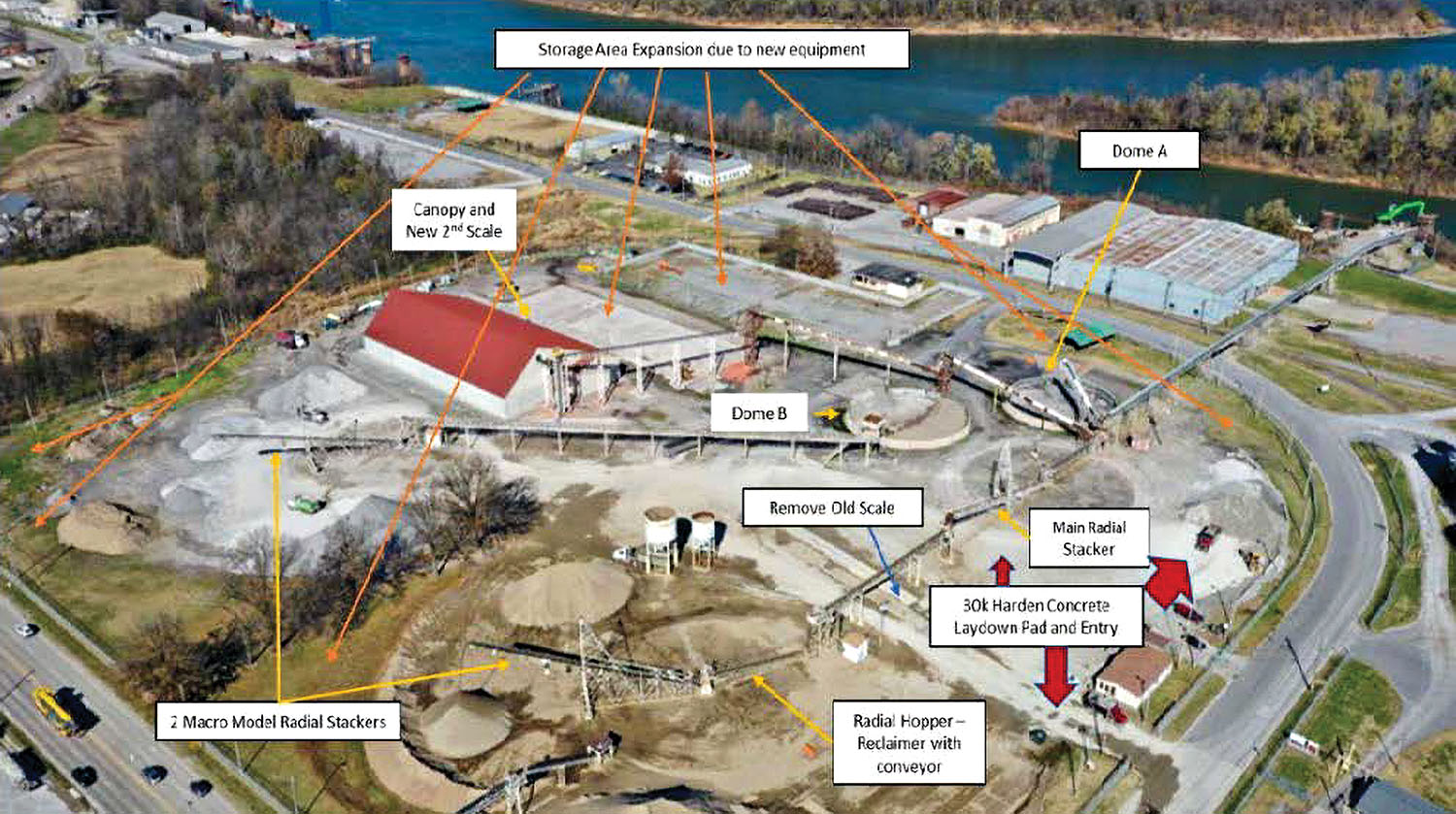 Graphic shows planned improvements at the Port of Paducah as the result of a $3.32 million Port Infrastructure Development Program grant. (Graphic courtesy of Paducah-McCracken County Riverport Authority)
