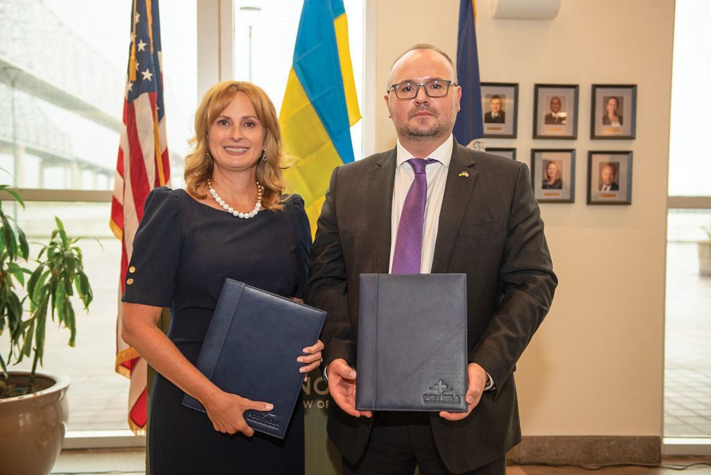 Port of New Orleans President and CEO Brandy Christian with Vitalii Tarasiuk, Consul General of Ukraine in Houston, Texas.