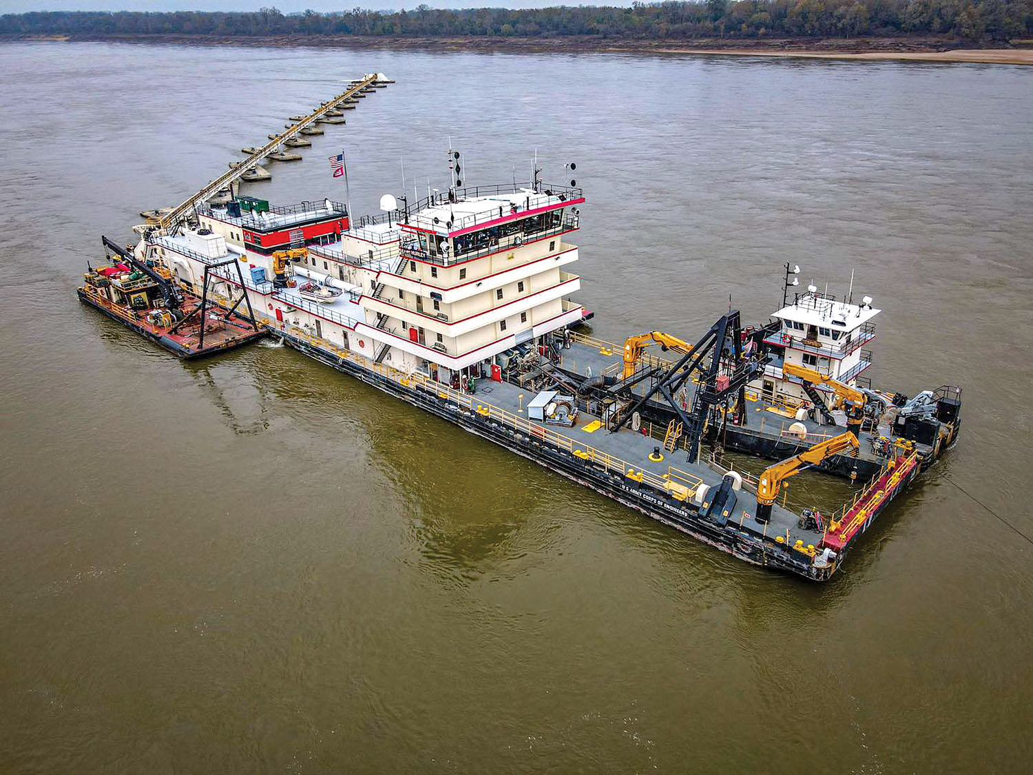 The Hurley is one of several large Corps dredges working to try to keep the rivers open. (File photo/Memphis Engineer District)
