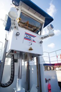 The mv. Michael J. Kennelly is the first retractable-pilothouse Tier 4 towboat to enter service. (Photo by Frank McCormack)