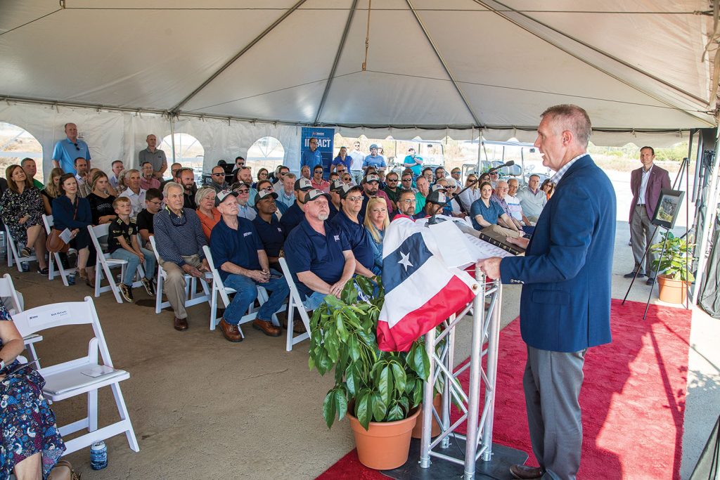 Rich McCarty speaks at dedication ceremony.