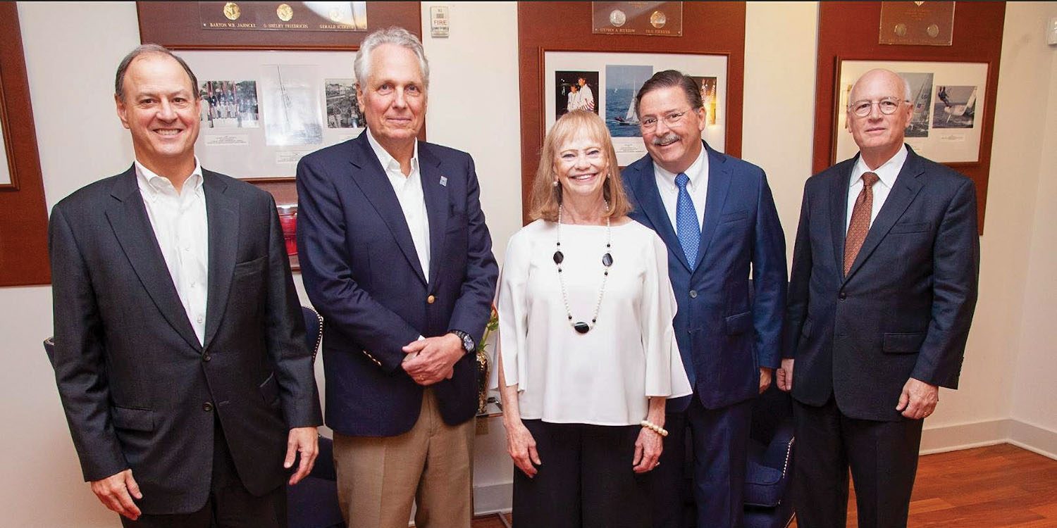 Former and current WCI chairmen, from left: Merritt Lane, Peter Stephaich, Cherrie Felder, Dan Mecklenborg and Matt Woodruff. (Photos by Frank McCormack)