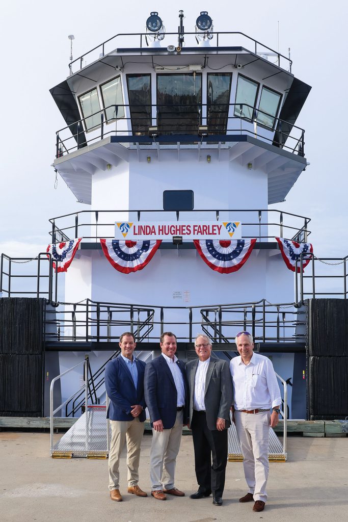 From left: Nathaniel Hough, vice president of Gulf operations for Campbell Transportation; Kyle Buese, president of Campbell Transportation; Jim Farley; and Peter Stephaich, chairman and CEO of Campbell Transportation. (Photo courtesy of Campbell Transportation Company)