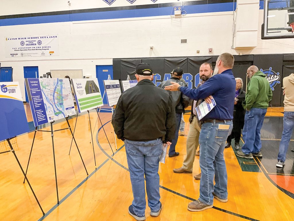 About 90 people attended a meeting November 30 at Cairo High School to discuss the possible relocation of an Ohio River bridge away from Cairo, Ill., and Wickliffe, Ky., to a site west of Barlow, Ky., and connecting approximately 4 miles north of Cairo. About 300 attended a similar meeting November 29 at Ballard Memorial High School in LaCenter, Ky. (photo by Keith Todd/Kentucky Transportation Cabinet District 1)