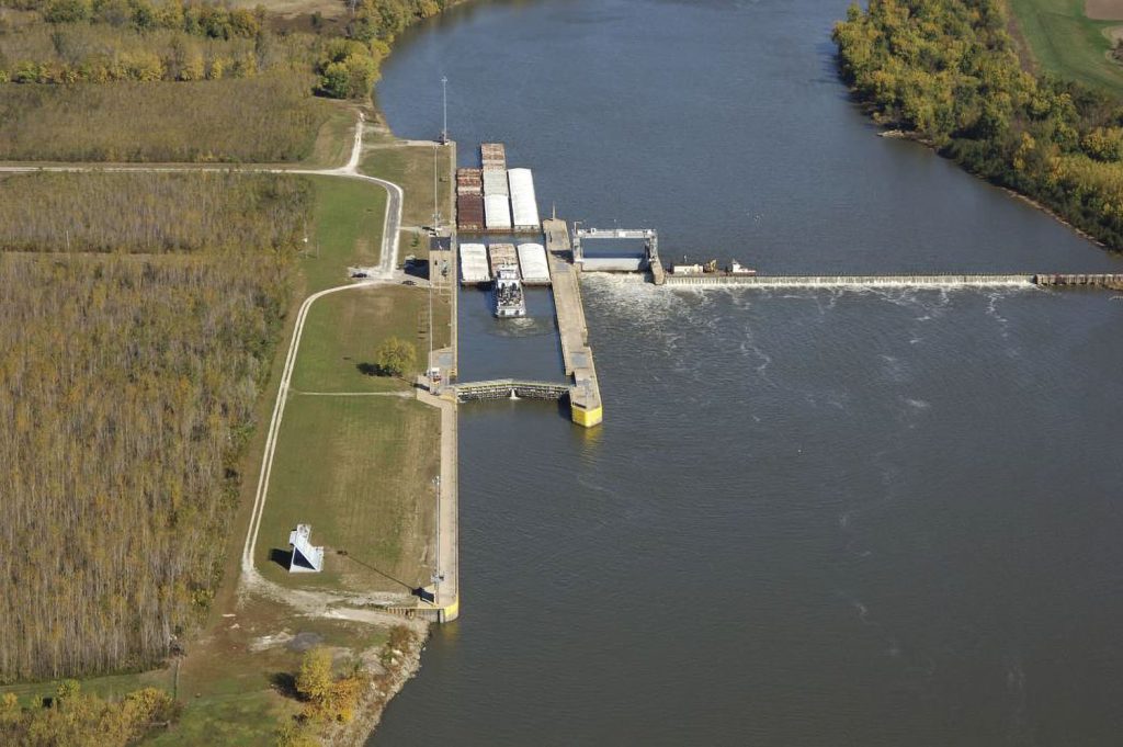 The current LaGrange Lock and Dam. (Courtesy of Rock Island Engineer District)