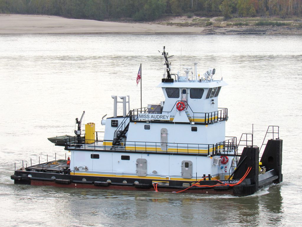 The 1,700 hp. mv. Miss Audrey was formerly the Apache of NGL Marine before Ergon bought it last year and had it refurbished.