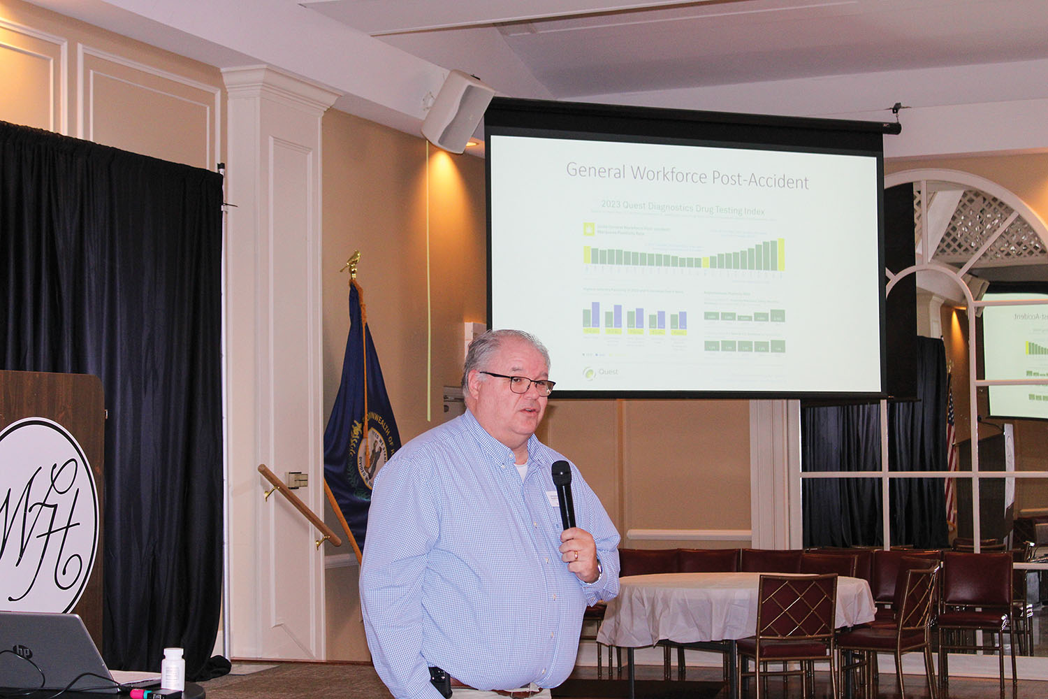 Ronnie King, chief operations officer of HealthWorks Occupational Medicine, speaks at the February 14 Paducah Propeller Club meeting at Walker Hall in Paducah, Ky. (Photo by Shelley Byrne)