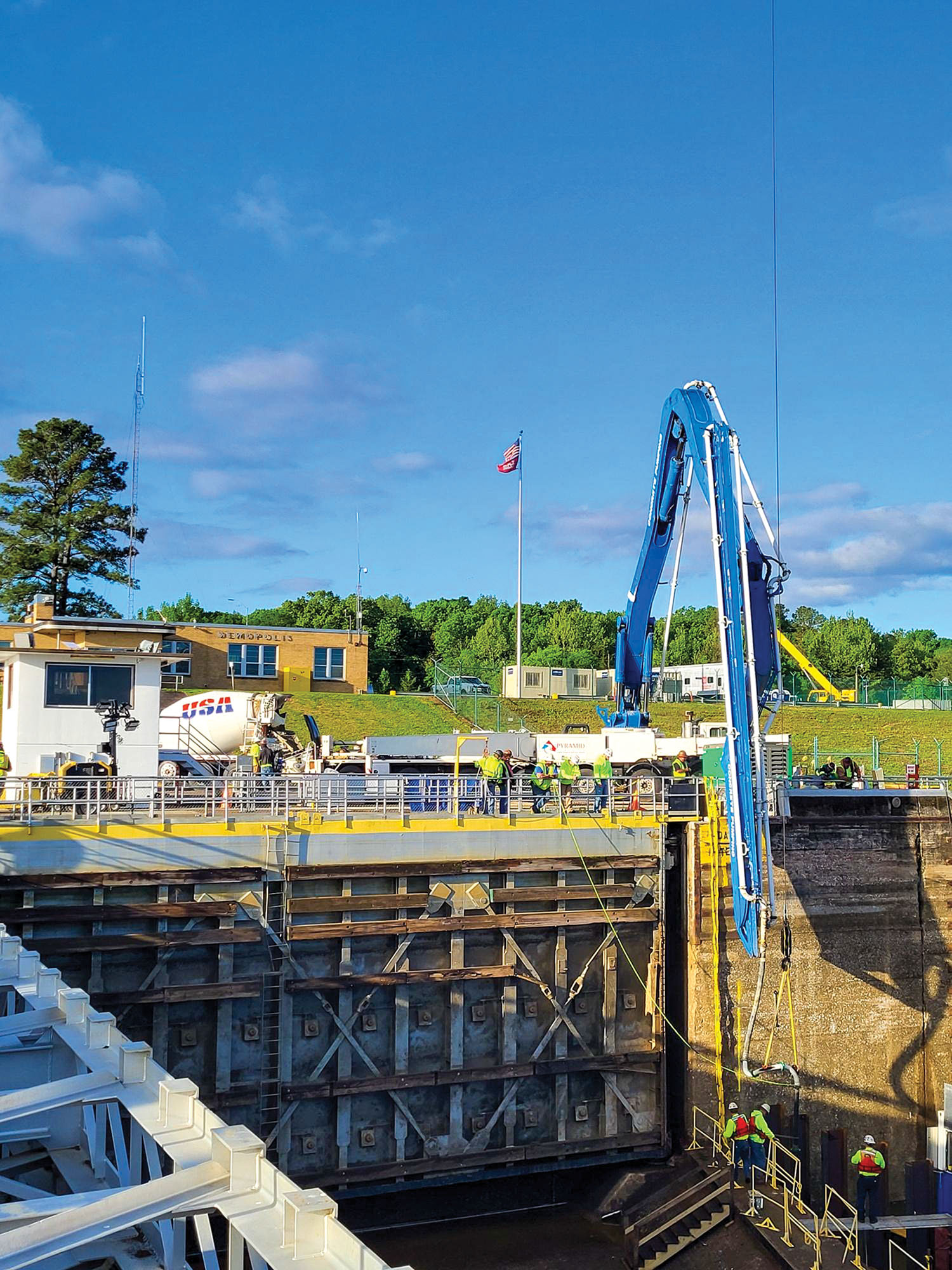 The first concrete is poured for the Demopolis Lock repair project. (Photo courtesy of Anthony Perkins)