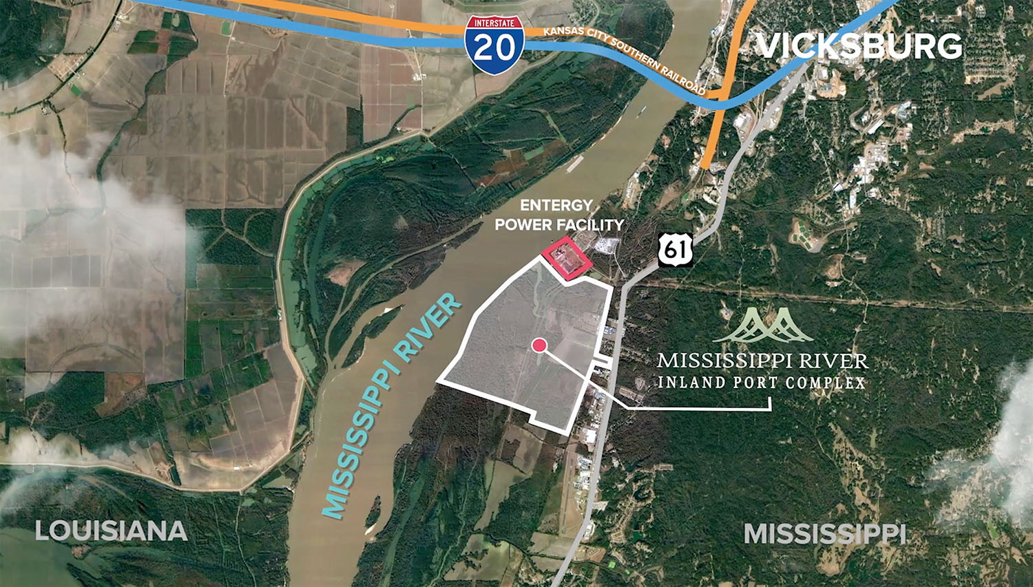 Graphic shows planned new Warren County Port on the Mississippi River at Vicksburg, Miss.