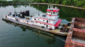 Marquette’s mv. Kay A. Eckstein pushing a tow. (Photo courtesy of Marquette Transportation Company)