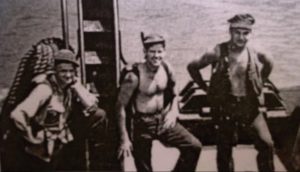 Lonnie Ryan (right) as deckhand on the original Ashland.