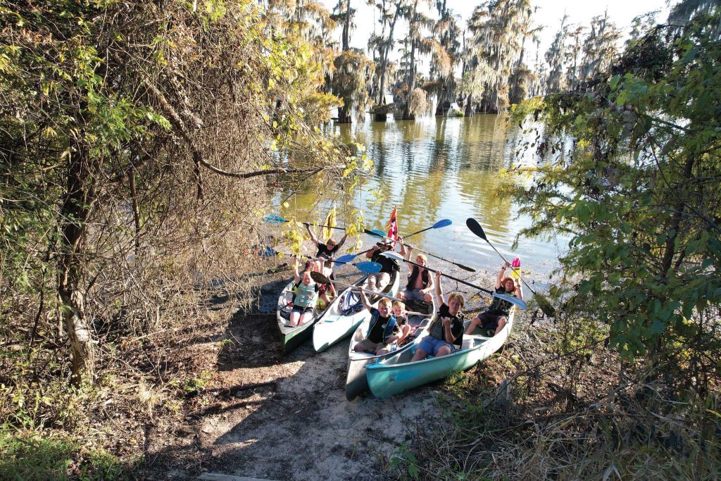  On day 92 of their 96-day river journey, Bettis, trail grandpa Smoky and the seven youngest of the 32 Feet Up crew reached the Atchafalaya Basin. 