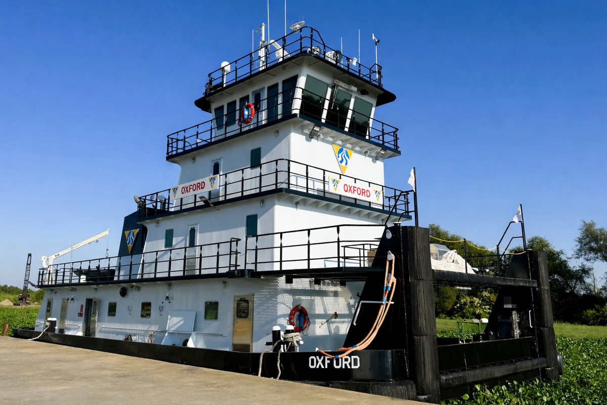 The mv. Oxford, a 2,400 hp. towboat built at Intracoastal Iron Works for Hines Furlong.