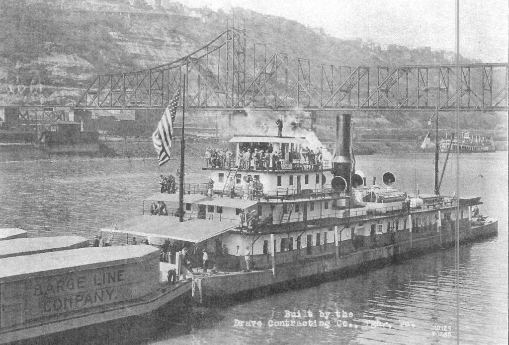The new str. Ohio at Pittsburgh in September 1930 with the new style barges.
