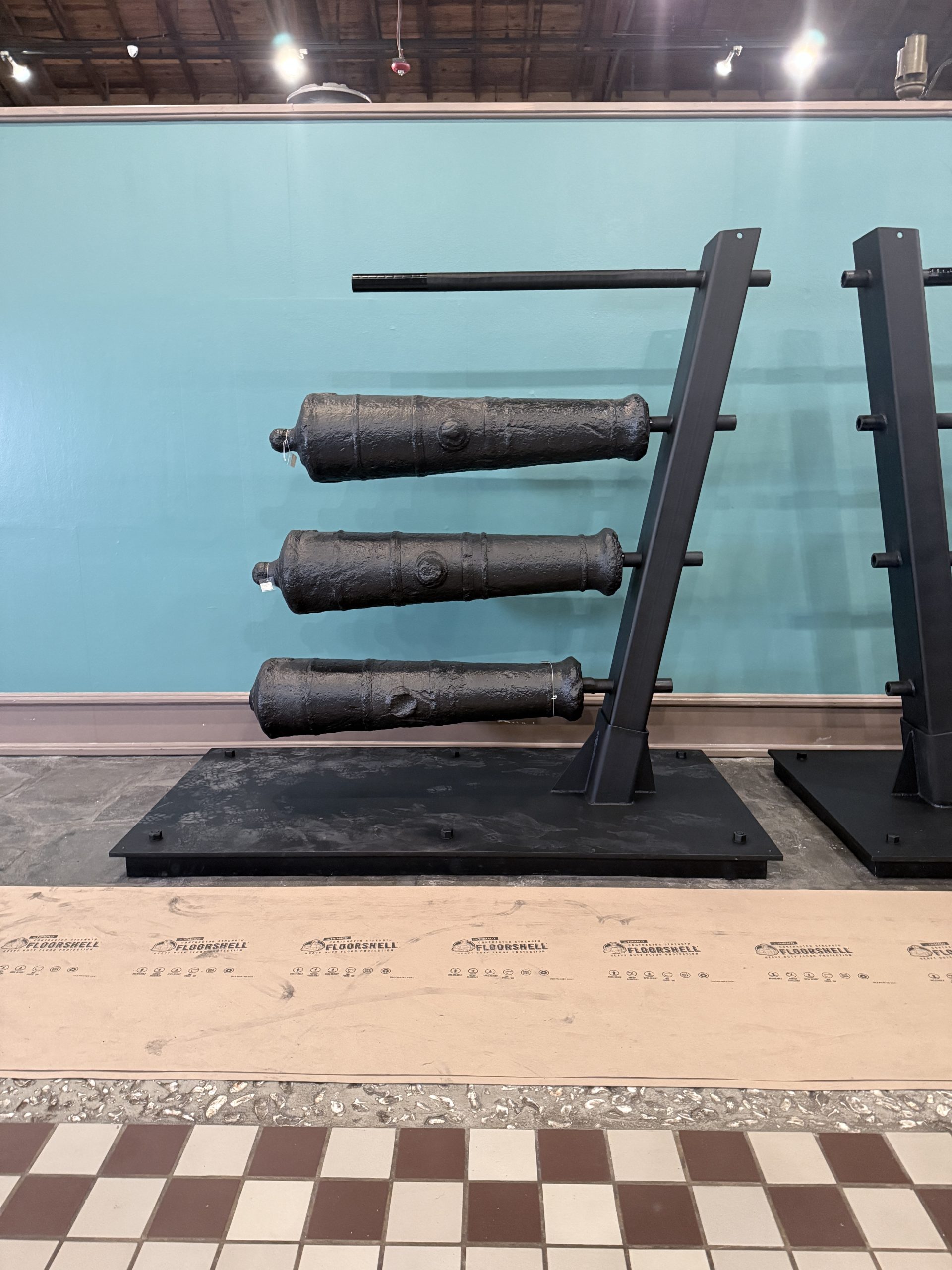 Three of the cannons recovered during the Harbor Expansion Project are displayed at the Savannah History Museum. (Photo courtesy of the Savannah Engineer District)