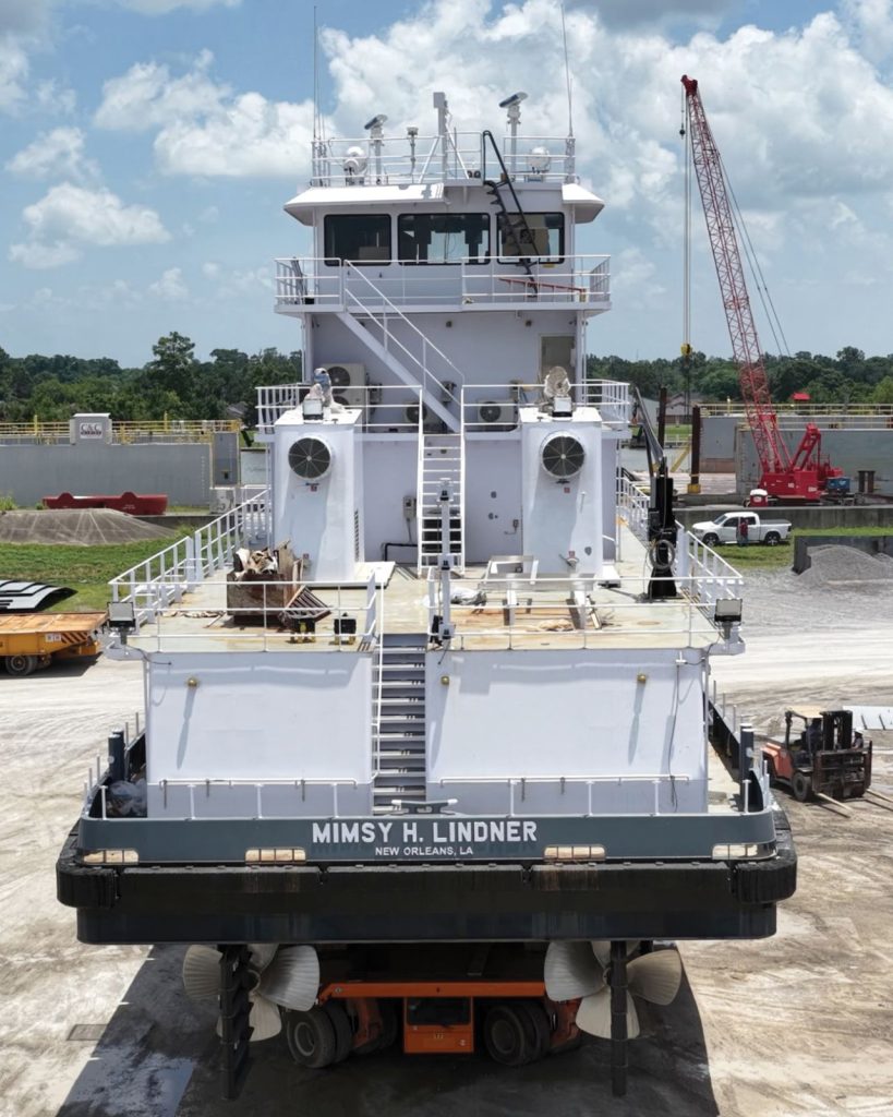 The mv. Mimsy H. Lindner, the fourth in a series of six 2,600 hp. towboats C&C Marine and Repair is building for Canal Barge Company, is pictured at the Belle Chasse, La., shipyard.. (Photo courtesy of C&C Marine and Repair)