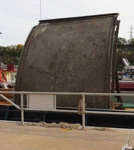 An existing tainter valve at Lock and Dam 2 showed the aging equipment being replaced as part of the St. Paul District’s valve replacement project. 