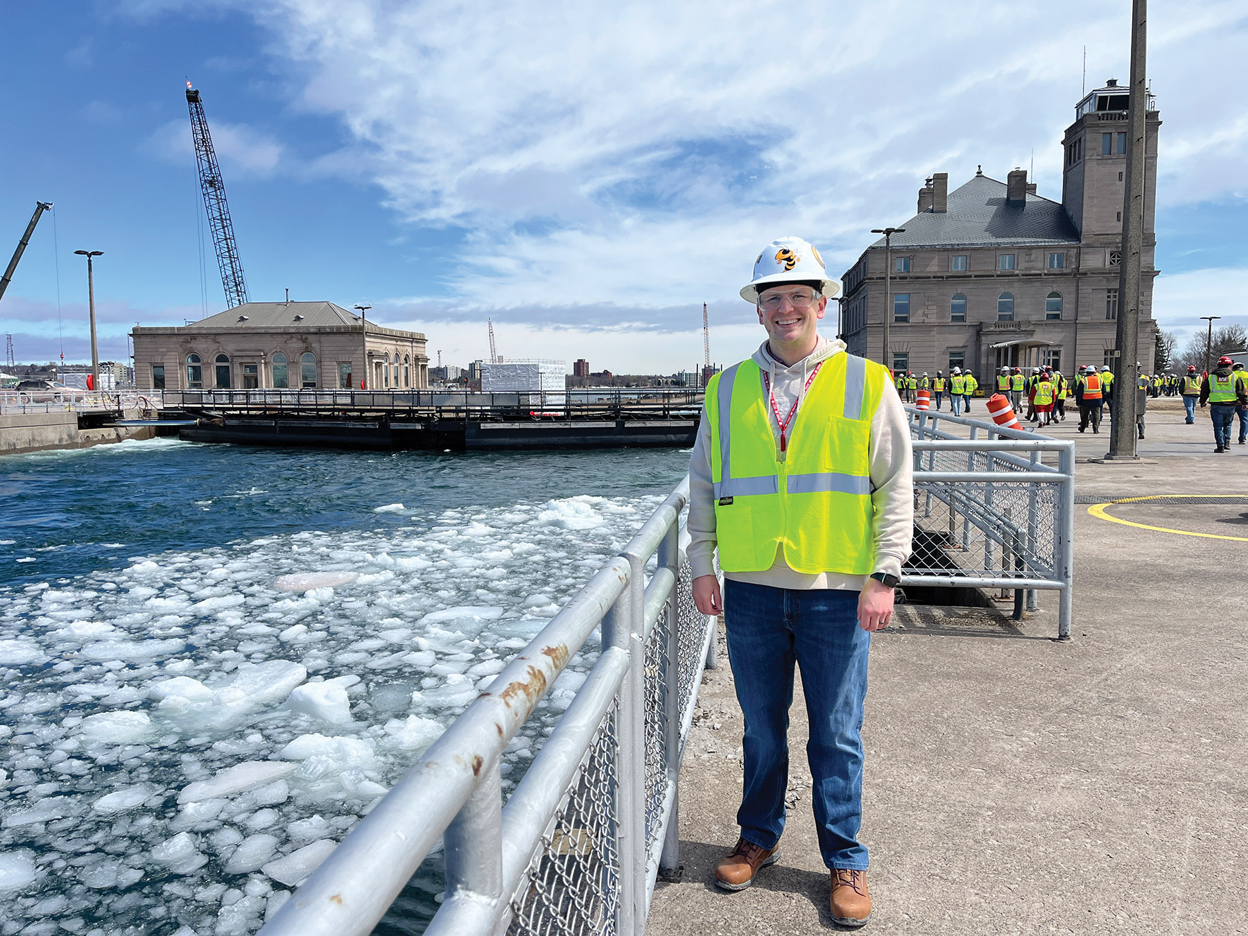 261019_miter gate study grant photo Dr. Trent Schreiber, research civil engineer at ERDC’s Construction Engineering Research Lab, is advancing research on a more affordable way to monitor the structural health of navigation lock gates. He and his team are conducting a grant-funded one-year study. (Photo courtesy of the U.S. Army Corps of Engineers)
